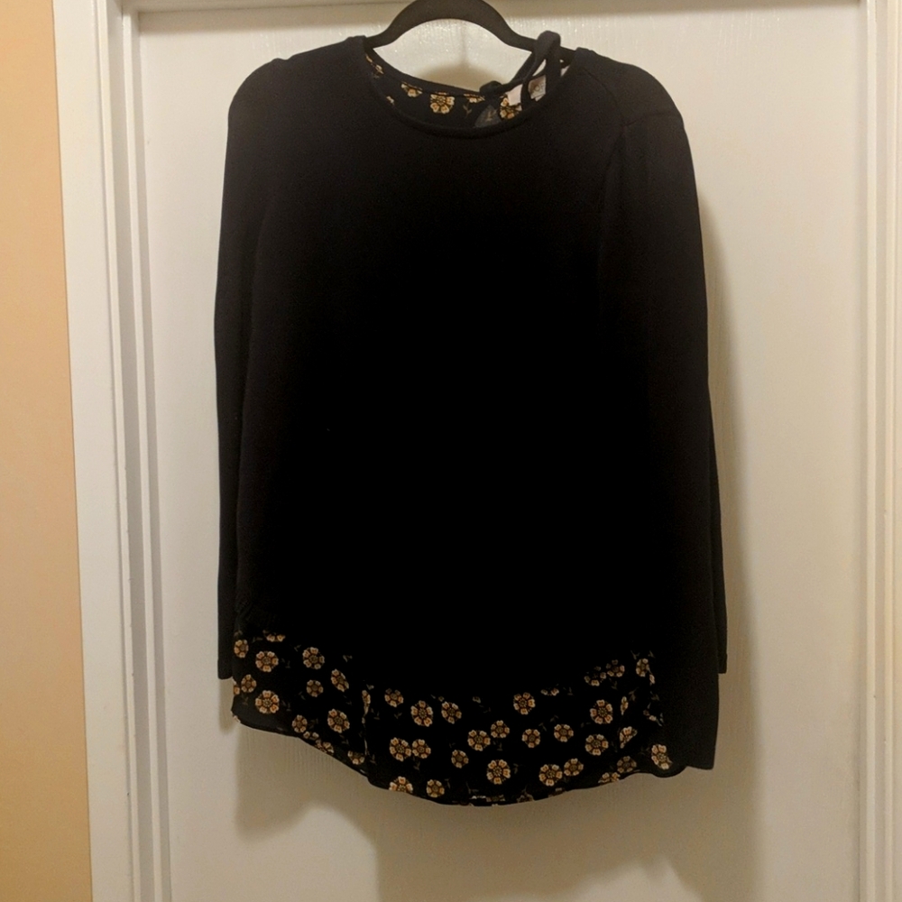 Blouse - floral bottom, navy